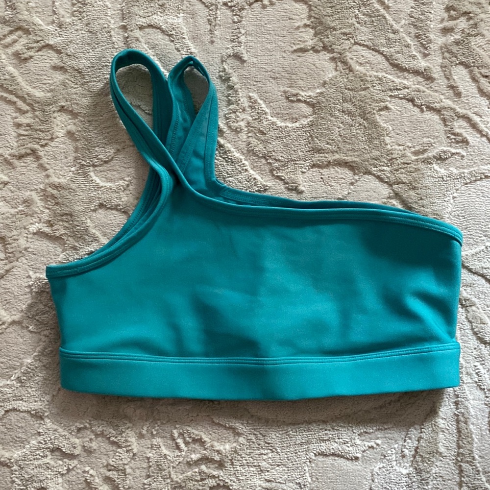 ALO Yoga Teal One-Shoulder Sports Bra